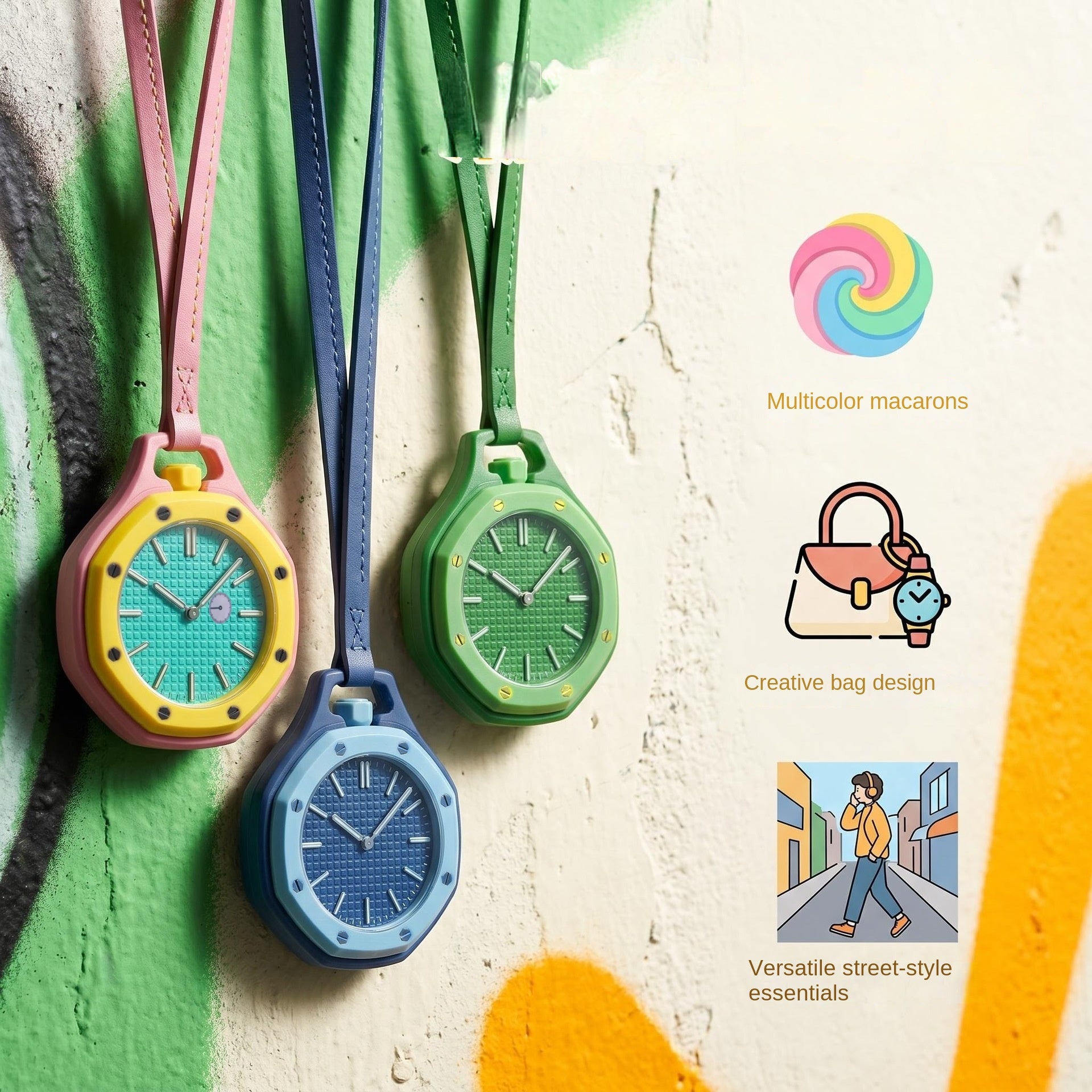 Reloj colgante octogonal de cuarzo de bolsillo diferentes colores