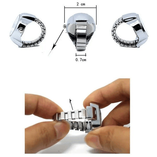 Anillo reloj plateado con forma de flor y números grandes, elegante y único, ideal para estudiantes.