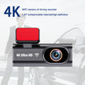 Grabadora de vídeo para coche con conexión Wi-Fi móvil, pantalla de 1,97 pulgadas, grabación dual en alta definición 4K y función de aparcamiento.
