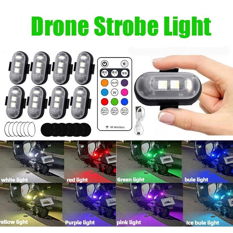 Luz de aviso de control remoto inalámbrico, luz de advertencia intermitente de colores universal para coche y motocicleta, luz de piloto de dron, recargable