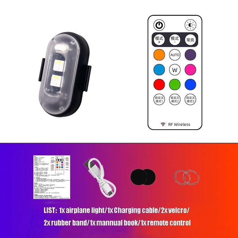 Luz de aviso de control remoto inalámbrico, luz de advertencia intermitente de colores universal para coche y motocicleta, luz de piloto de dron, recargable